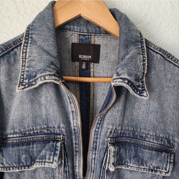 Hudson jean light jacket crop zip up back tie front pockets - Picture 14 of 14